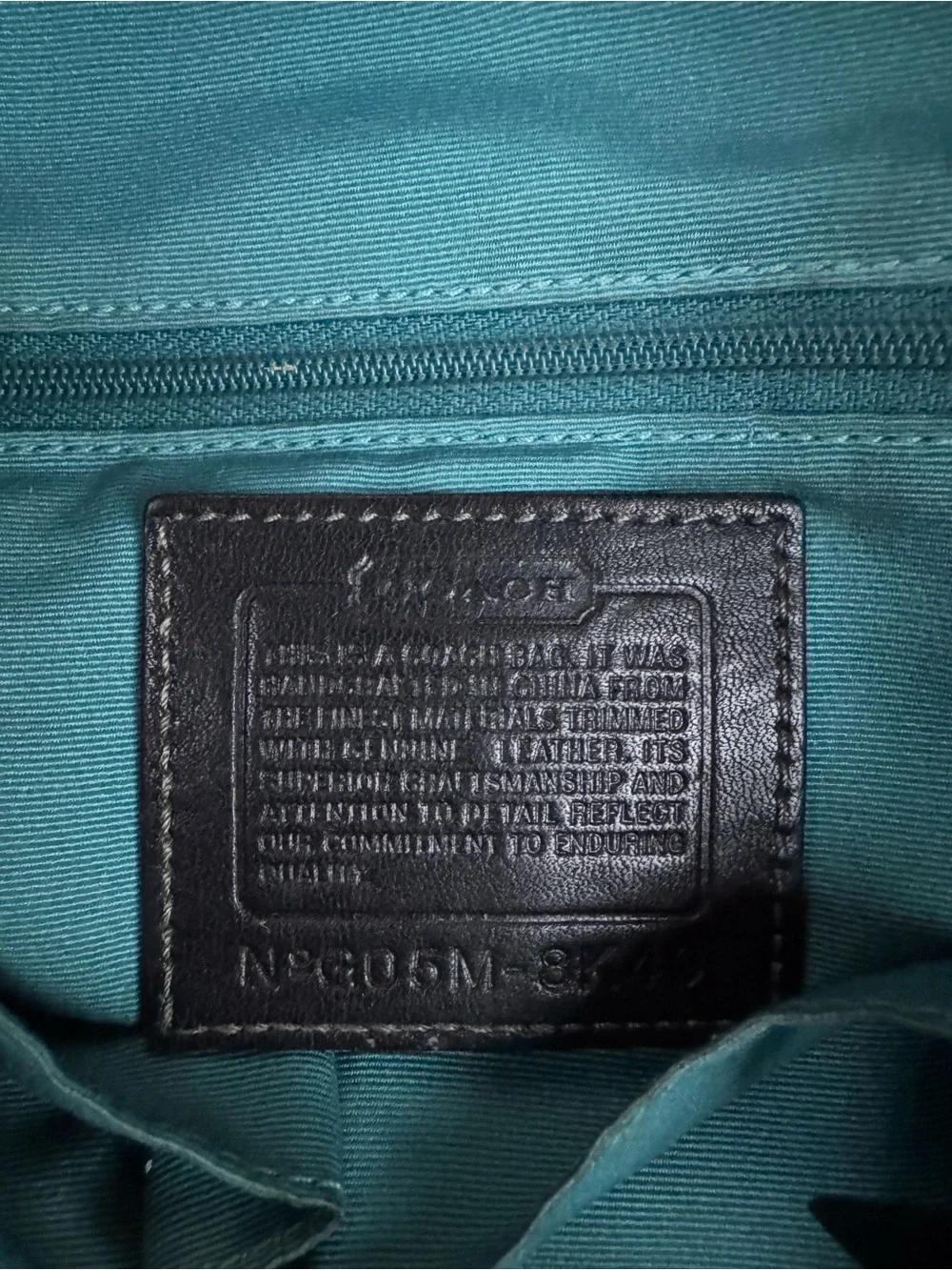 Coach Signature Gallery Tote 8K49 Black Jacquard with Turquoise Trim